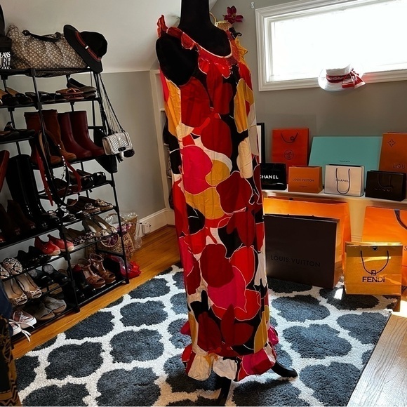 TRACEE ELLIS ROSS Beautiful Ruffled Tropical Maxi Dress - Picture 2 of 5